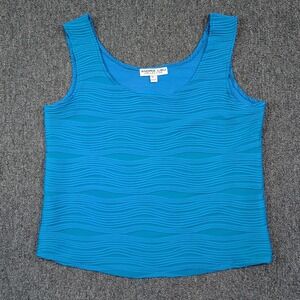 Andria Lieu Y2K Blue Textured Wavy Ripple Tank Large Costal Mermaidcore Costal